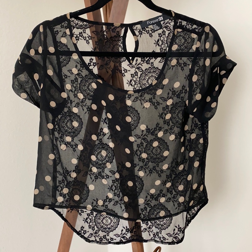 Sheer polka dot top-Sz Small